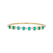 CB96499EM. 14k Solid Gold Diamond and Gemstone Bangle